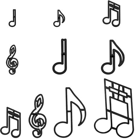 Rumyve 10pcs Musical Note Theme Cookie Cutter,Plastic Musical Note Fondant Cutter,Cake Decorating Tools,DIY Sugar Craft Cutting Tool