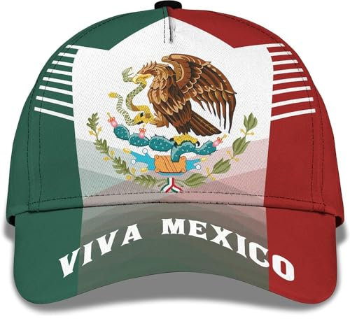 Capatmungsaktive Mütze Viva Mexico Mexikanische Flagge Hut 3D-Druck Baseball Cap Baumwolle Sommer Kappe Casual Baseball Mütze Für Tennis, Damen, Teenager