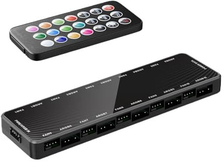 RGB-Computer-Hub, 5 V-3-polig, Argb, PWM, RGB-Gehäuse, Lüfter-Hub, PWM-Lüfter, Temperaturregler, Integrator für Beleuchtungskomponenten