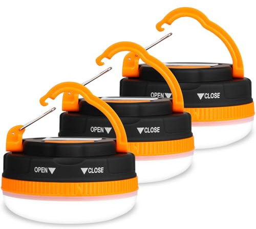 flintronic 3PCS Camping Lights, Camping Light LED Tent Light Portable Outdoor Tent SOS Light 5 Modes with Hook, IP43 Waterproof for Hiking Fishing Emergency Home Power (Not Include Batteries)