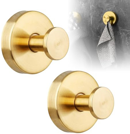 2 Pezzi Ganci a Ventosa Super Resistenti, Ganci Ventosa Bagno, Supportano Fino a 5 kg, Impermeabile, Resistenti all'Umidità e alla Ruggine (Oro)
