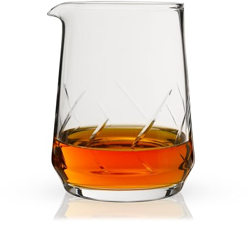 Viski Burke Cocktail Mixing Glass, Bartender and Barware Essentials, Geometric Crystal Mixing Glass, Thick Base Design, 28 oz