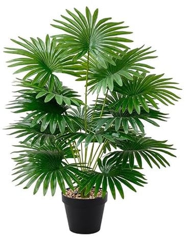 Heflashor Large Indoor Artificial Plant,Large Faux Palm Tree Tropical Hawaii Green Fake Plants for Bedroom Office Garden Wedding Party Deco(Green Palm 75cm)