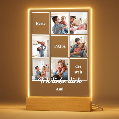 Bemaystar Personalisierte Geschenke für Papa mit Foto - Einzigartige Vatertagsgeschenke Geburtstag Weihnachten - Wandbilder Leinwand Retro Design, Moderne Holzdruck Bilderrahmen Deko