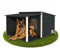 Outentin Hundehütte Isoliert Winterfest XL - Hundehaus mit Flachdach & Terrasse Für Große Hunde - Stabile Hütte für Draußen - Wetterfest Haus mit Wärmedämmung - 123 x 105 x 73 cm - Anthrazit