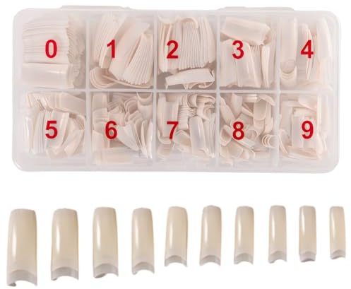 500 Pcs Natural False Nails - Salon Quality Acrylic Nail Tips with Coffin Shape for Professional Manicure & DIY Nail Art (Universal Fit) (Skin color)