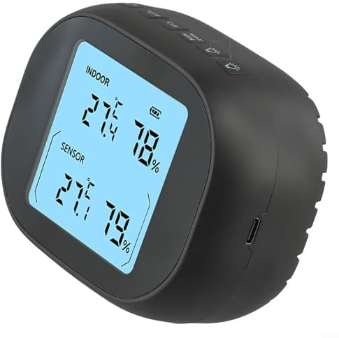 HanOaki Termometro e igrometro wireless ricaricabile digitale stazione meteo elettronica con ricarica USB per uso domestico interno esterno (uno a uno)