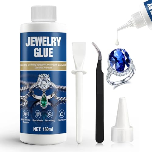 Miioto 150ML Colle à Bijoux Améliorée Extra Forte pour Pierres Précieuses | Rhinestone Glue Transparente,Imperméable,Super Glue Pour Précieuses, Bagues,Perles,Boucles D’oreilles,Colliers & Bracelets