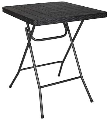 Koll Living Nomad Klapptisch 60x60 cm | Leichter Campingtisch faltbar | Kunststoff Tischplatte in Holzoptik Schwarz | Stabiler Metallrahmen | Tragbarer Gartentisch Balkon Camping 3,7 kg