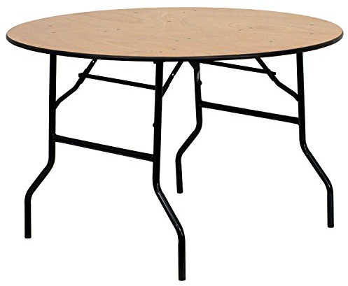 Flash Furniture Banketttisch aus Holz, klappbar, 1,2 m, Platte mit klarer Beschichtung, Metall, Sperrholz, natürlich, rund, 121,9 cm