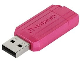 Verbatim PinStripe USB-Stick 32GB, USB 2.0, USB Speicherstick, für Laptop Notebook Ultrabook TV Autoradio, USB 2.0 Stick, Datenstick mit Schiebemechanismus, Hot Pink