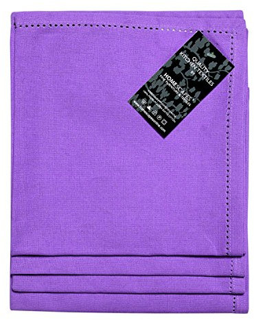 HOMESCAPES 4er-Set Stoffservietten lila 45x45 cm, Servietten mit Hohlsaum, Tischservietten aus 100% Baumwolle
