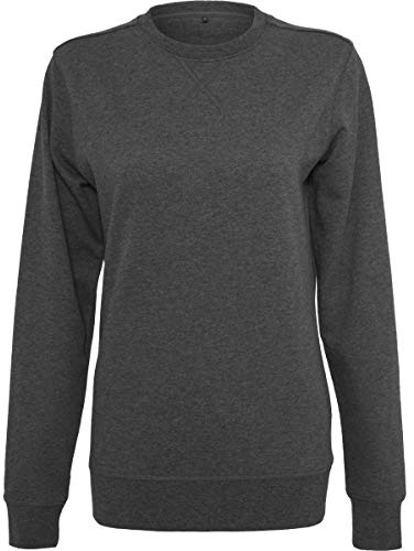 Build Your Brand Damen By025-ladies Light Crewneck Sweater