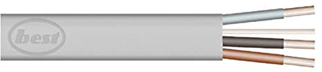 Merriway BH05693 3-Core and Earth Flat Cable, 6243Y 1.0mm Grey, 10 Metres (33 feet)