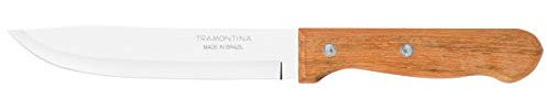 Tramontina Dynamic - Cuchillo de cocina (15 cm, hoja afilada de acero inoxidable, mango de madera natural, multiusos, 15 cm)