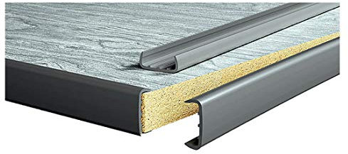 TMW Profiles U Section PVC Furniture Edge Trim 21 × 18 × 8.5mm – Melamine Panel Capping – Durable Finish 1m Length (Silver)