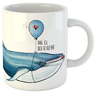 clothinx Tasse Wal ich dich so lieb hab - Geschenk Tasse mit handgezeichnetem Wal Motiv und lustigem Spruch - individuelle Geschenkidee für deinen Lieblingsmenschen - schön als Trinkbecher für Kinder