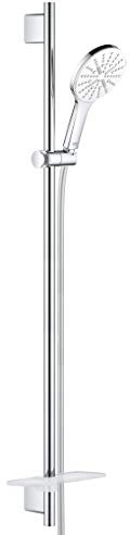 GROHE Rainshower SmartActive 130 - Brausestangenset (wassersparend, 3 Strahlarten, inkl. Duschablage, schnelle Befestigung, Antikalk- System), moon white, 26579LS0