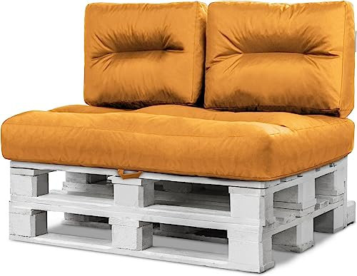 normani Palettenkissen wasserdicht - Gemütliche Paletten Auflagen - Palettenauflagen für Balkon und Terasse - Paletten Kissen Farbe Orange