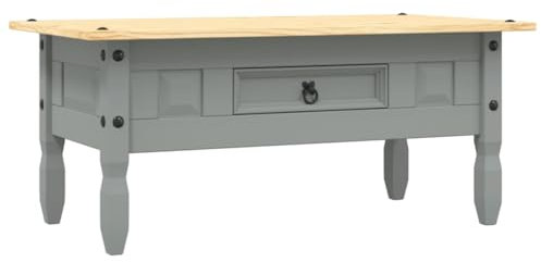 vidaXL Kiefer Couchtisch Mexiko-Stil Corona Beistelltisch Wohnzimmertisch Sofatisch Kaffeetisch Holztisch Teetisch Grau 100x55x44cm