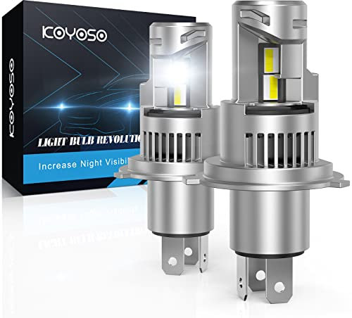 KOYOSO H4 LED Ampoules, 100W 20000LM 6000K Kit de Conversion sans Fil pour Remplacement Halogène de Voiture, 1:1 Plug and Play