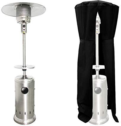 Happy Garden Parasol Chauffant Oslo - Chauffage d'extérieur au gaz INOX + Housse de Protection et Table d'appoint