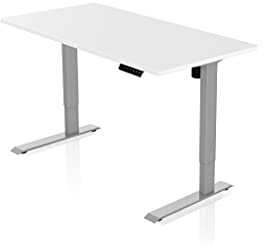 - AGIL - elektrisch Höhenverstellbarer Schreibtisch - Graues Singlemotor Gestell & weißer Tischplatte 120 x 60 cm - Memory Funktion - Ergonomischer Schreibtisch für Kinder und Erwachsene