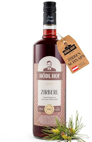 Hödl Hof Zirben-Schnaps 1,0L I Hochwertiger Zirbenschnaps aus steirischen Zirbenzapfen I Feinster Premium-Schnaps mit süßbitteren & würzigen Holznoten I Edle Spirituose 25% vol