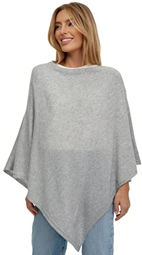 Glamexx24 Damen Strick Poncho Unifarbe Cape Feinstrick XXL Pullover Umhängetuch Eleganz Stil und Komfort für Frühling und Herbst Made in Italy