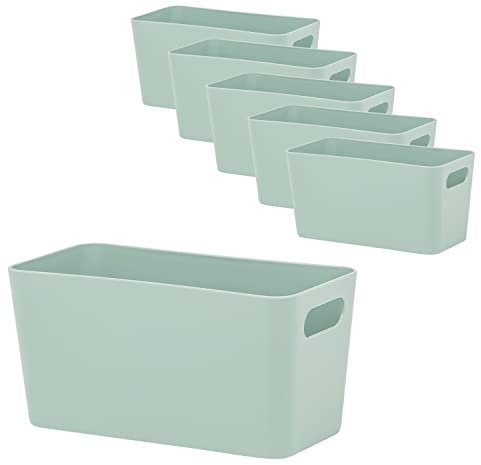 #11 6x Ordnungsboxen - 10 cm hoch - grün - 20x10x10cm - 1,4 Liter - Ordnungskorb - Schubladenorganizer