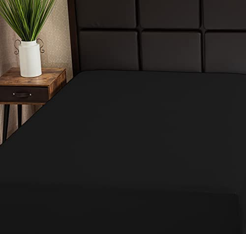 Superity Queensize-Spannbetttuch, kühl, atmungsaktiv, 100% Baumwolle, Fadenzahl 200, weich und bequem, maschinenwaschbar und trocknergeeignet (Queen 60 x 80 cm), 30,5 cm tief, Schwarz