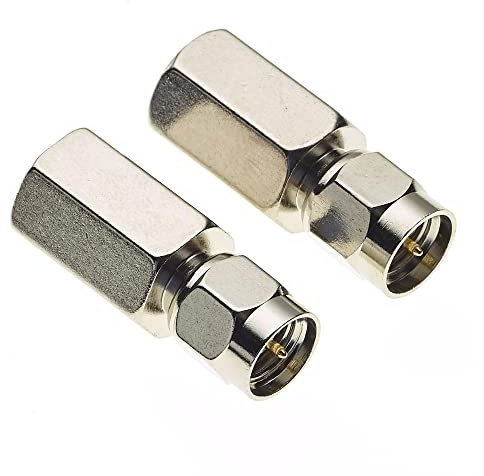 Keple FME-Stecker auf SMA-Stecker-Adapter, 50 Ohm SMA-Adapter mit vernickeltem Gehäuse für Antennen und Funkgeräte, Stecker auf Stecker gerade Adapter, 2 Stück