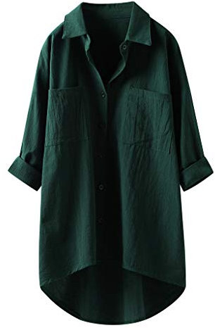 Lange Leinenbluse Damen Bluse Oversize Langarm Shirt Baumwolle Leinen Hemdbluse Elegant Übergröße Longbluse Oberteil Einfarbig Lose Leinenbluse Lang Hemd Tops