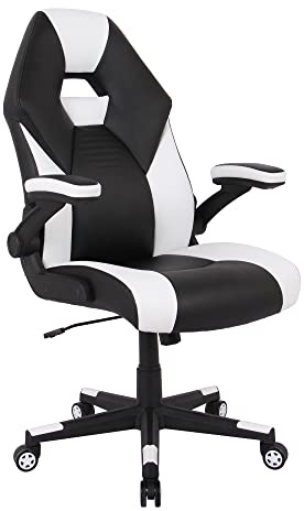 Realspace RS Gaming™ RGX Faux Leather High-Back Gaming Office Chair, Black/White, BIFMA Compliant