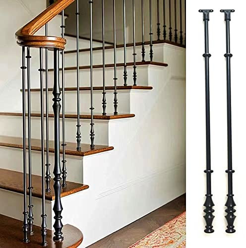 ZAQYCM Escalier Garde Corps Poteau De Rampe D'escalier, Barreaux Ronds Décoratifs en Métal pour Terrasses Clôtures/Escaliers en Colimaçon Intérieures Et Extérieures(2 Pack,H 85cm/33.5 in)