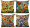 ASDCXZ Blume Kissenbezug 40x40 cm 4er Set, Retro Ölgemälde Blume Meer Muster Sofa Dekokissen Kissenbezüge Kissenhülle Waschbar Polyester Flachs Textil Outdoor Polster Kopfkissenbezug Kissen Bezug