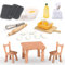 Miniatur Wichtel Zubehör 19 Stück Puppenhaus Mini Küche Backen Set Wichtelhaus Tisch und Stühle Eier, Nudelholz, Mehlbeutel Weihnachten