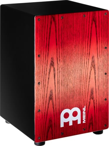 Meinl Percussion Headliner Cajon Instrument - Compact Drum Box with 2 Snare Wires - Playing Surface Red (MCAJ100BK-TRF)