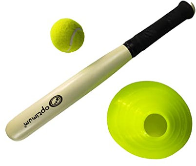 Optimum Rounders Set – Bat, Ball, Base & Mesh Bag – Lightweight Kit for School Sports & Family Garden Games