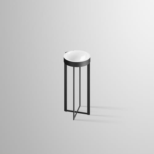 Alape Säulenwaschtisch WT.RX400.CR, B:397mm, H:900mm, T:427mm, Mulde rund zentiert, ohne Hahnloch, ohne Überlauf, Stahlgestell mattschwarz, 4509500240