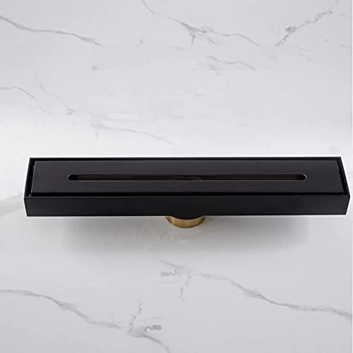 Samnuerly 304 Edelstahl-Drahtzieh-Schwarz-Grau-Bodenablauf, rechteckiger, geruchshemmender, Langer, linearer Dusch-Bodenablauf, 30 x 5,5 cm, Rückseite 30 cm, C