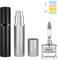 Fiwecos Perfume Travel Refillable Bottle Portable Atomiser Spray Bottle Fragrance Pump Filling from Bottom Mini Bag Size 5 ml for Travel and Going Out (Black + Grey)