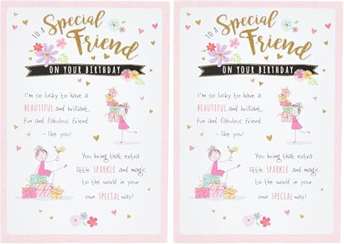 Piccadilly Greetings Whimsical Birthday Card Friend - 7 x 5 inches (Pack of 2)