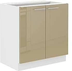 Unterschrank 80 Lara Cappuccino Hochglanz + Weiß matt Küchenzeile Küchenblock