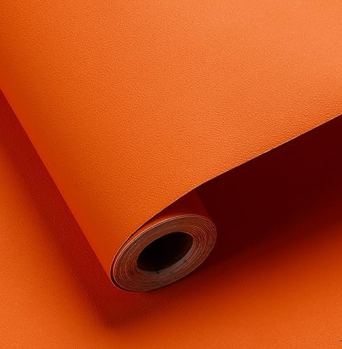 BPILOT Papier Peint Papier Peint Auto-Adhésif Épaissi Salon Chambre Armoire Meubles Armoire Rénovation Pâte Couleur Unie Étanche Pvc Papier Peint Orange