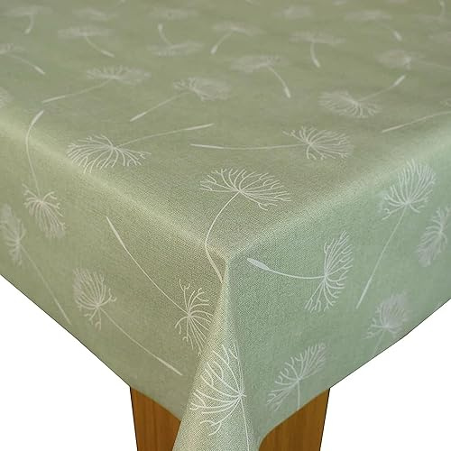 Karina Home Megan Wipe Clean Tablecloth Vinyl PVC (Sage Green, 120cm x 120cm)