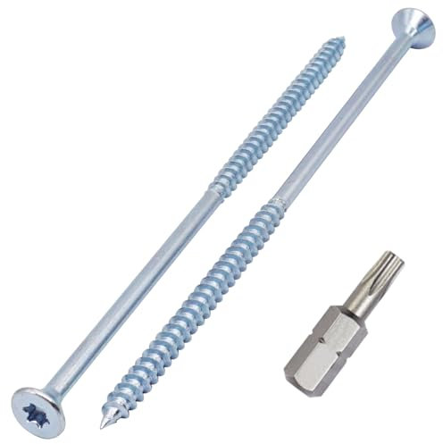 SKIR'CO (30 pezzi) Viti per Legno in Acciaio Zincato 6,0 x 150 mm, Viti a Testa Svasata Torx, Viti per Truciolare, Parzialmente Filettate