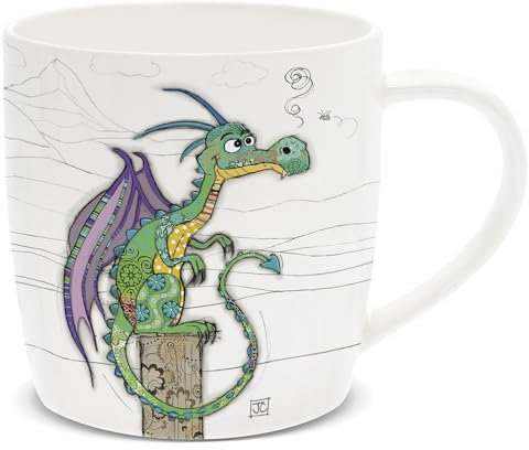 Lesser & Pavey British Designed Barrel Coffee Mug | Ceramic Mugs for Home or Work | Large Mugs for Hot Drinks | Dragon Mug Tea and Coffee Cups - Bug Art