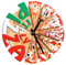 HOMSFOU Pizza-Wanduhr Lautlose Wanduhr Italienisches Büro-Dekoruhren Bauernhaus-Wanduhr Runde Holz-Wanduhr Esszimmer-Wanduhr Pizza-Muster-Uhr Große Wanduhr