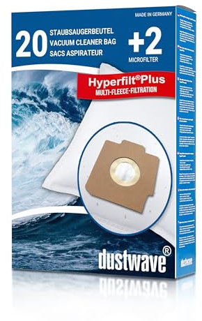 Dustwave® Lot de 20 sacs d'aspirateur pour Hoover SC188... / TRSC188 Alpina – Haute efficacité, multicouche en microfibre non-tissée avec fermeture hygiénique – Fabriqué en Allemagne